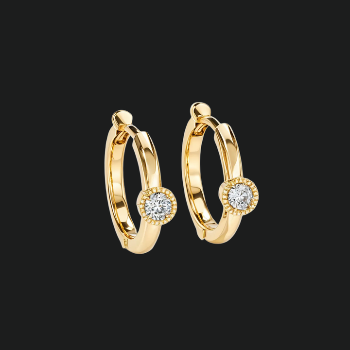 Milgrain bezel set diamant knuffelhoep oorbellen (1)