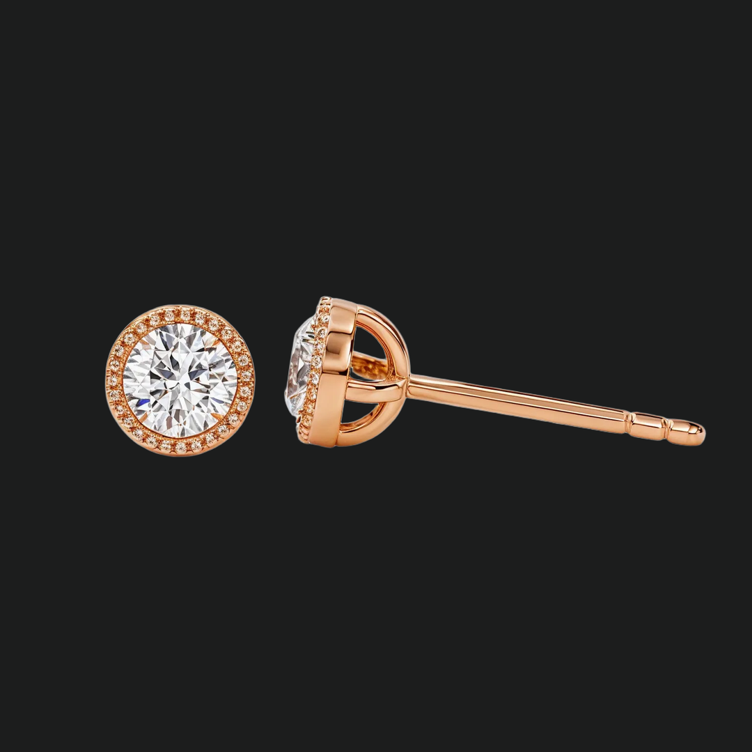 Milgrain bezel ingesteld ronde diamanten oorbellen