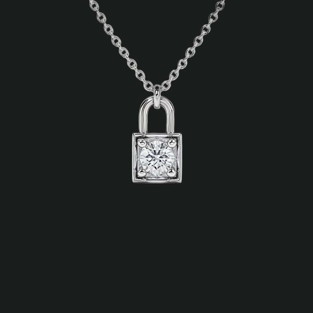 Mini Lock Round Diamond Anhängerkette