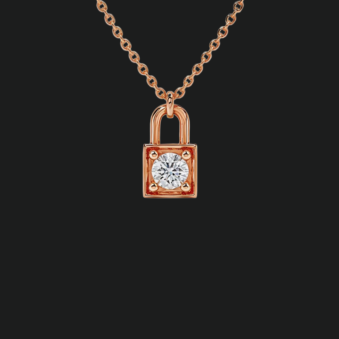 Mini Lock Round Diamond Anhängerkette