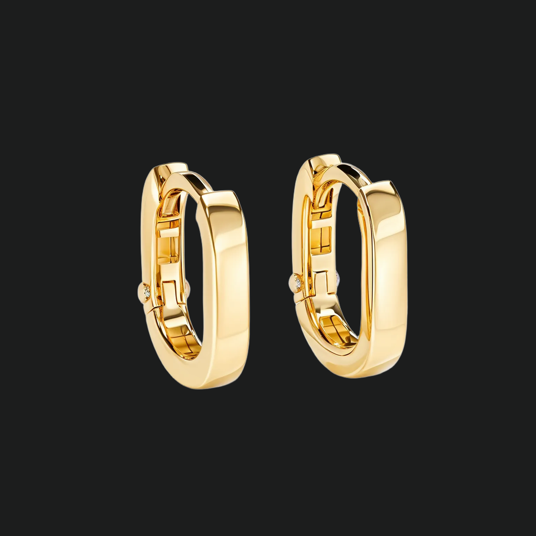 Oval Diamond Huggie Hoop Earrings - 9kt White Gold with Lab-Grown Diamond