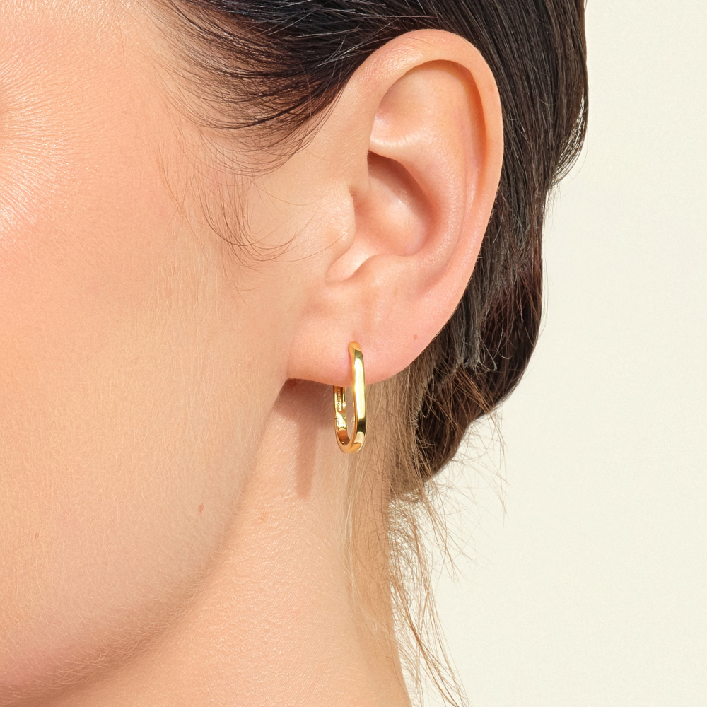Oval Diamond Huggie Hoop Earrings