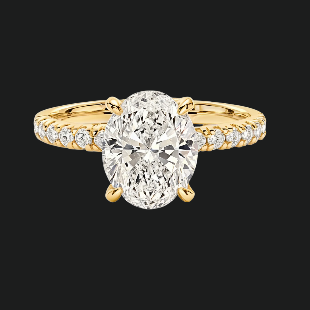 Anello di fidanzamento ovale con eternità pavé