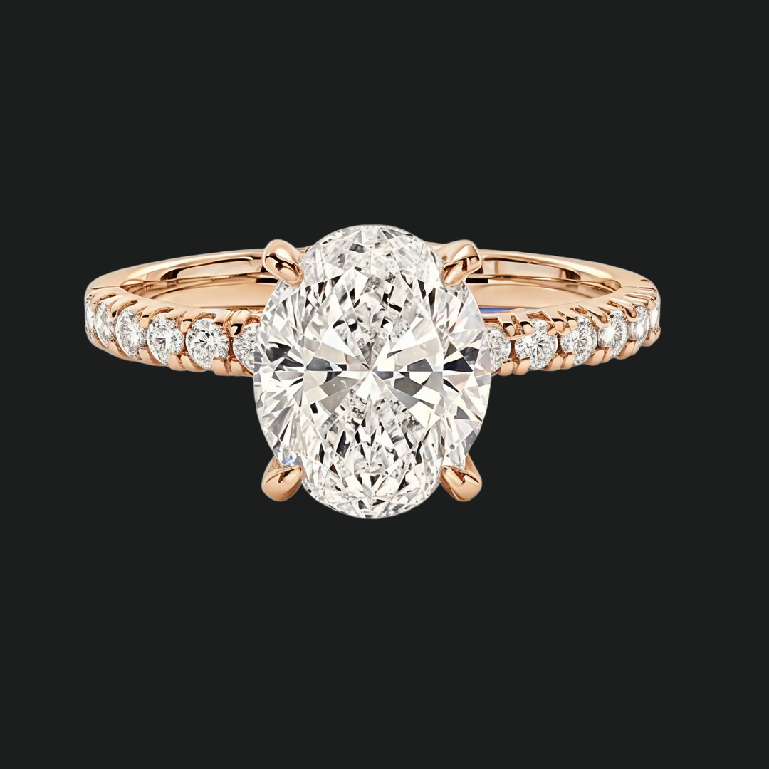 Anello di fidanzamento ovale con eternità pavé