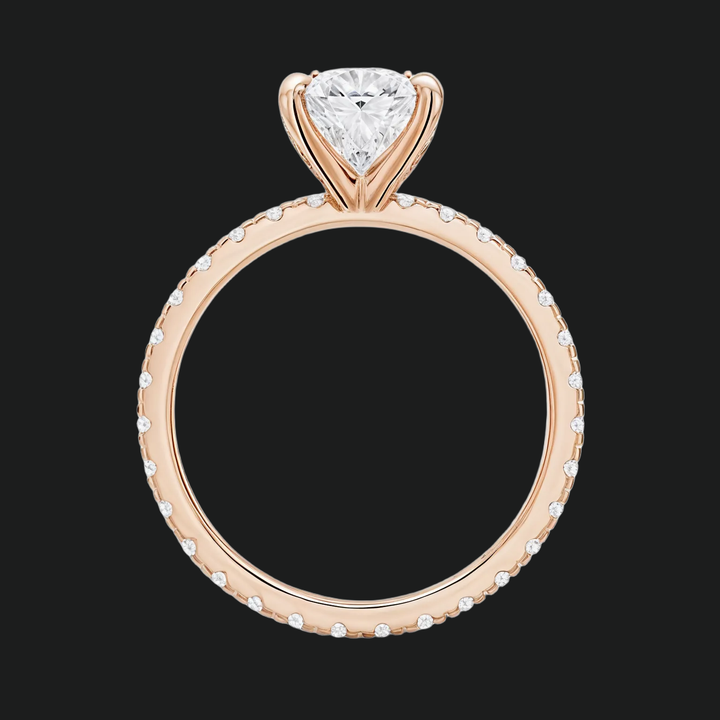 Anello di fidanzamento ovale con eternità pavé