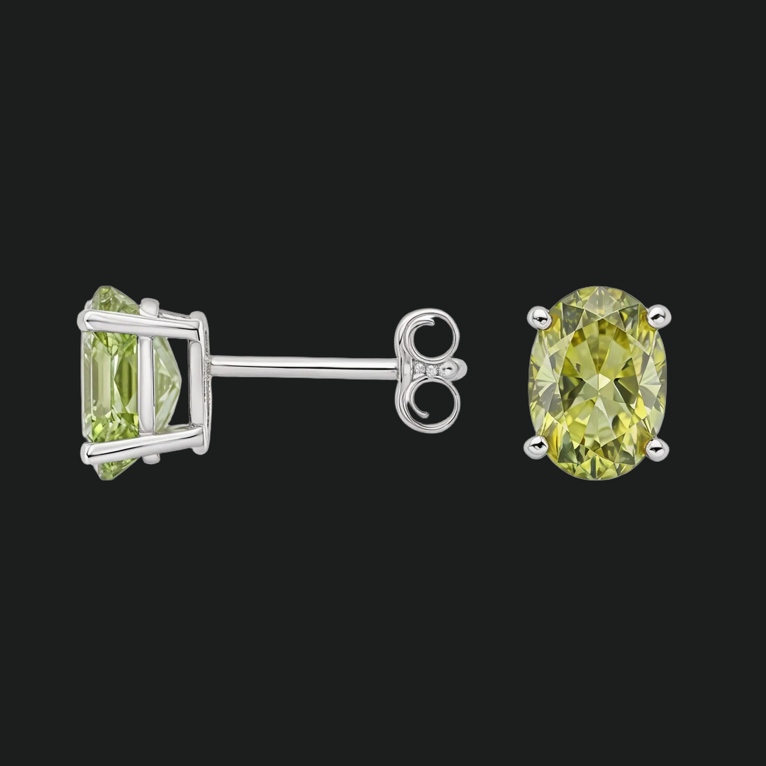 Ovale peridot solitaire stud oorbellen