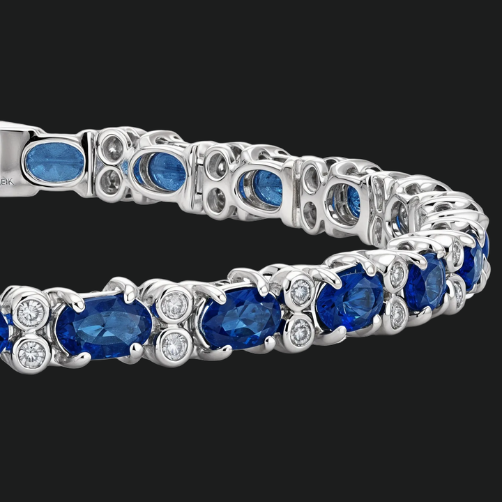 Ovales Saphir- und Diamantakzent -Tennisarmband
