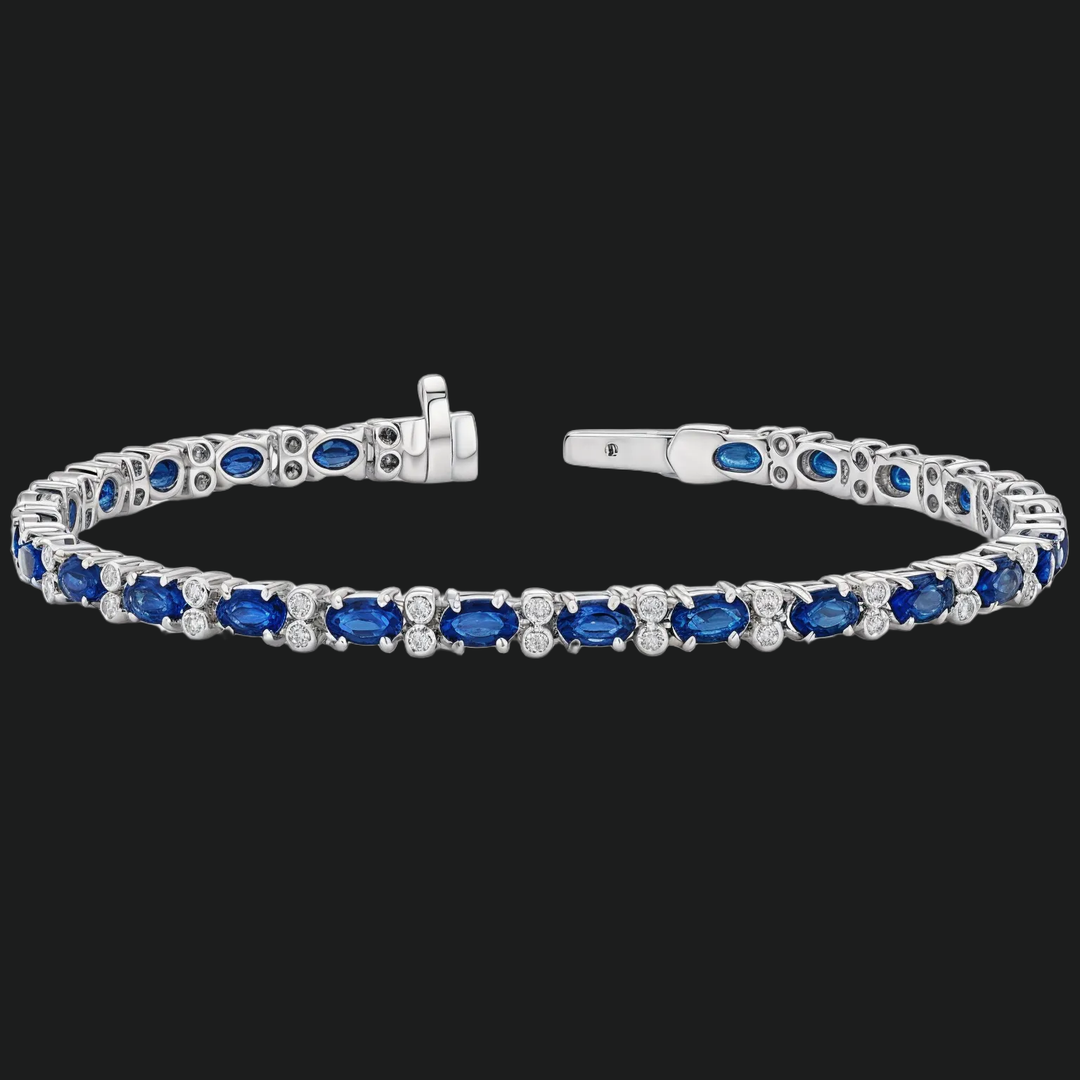 Ovales Saphir- und Diamantakzent -Tennisarmband