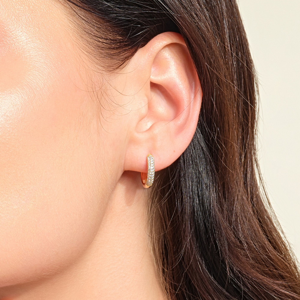 Pavé Diamond Huggie Hoop Earrings
