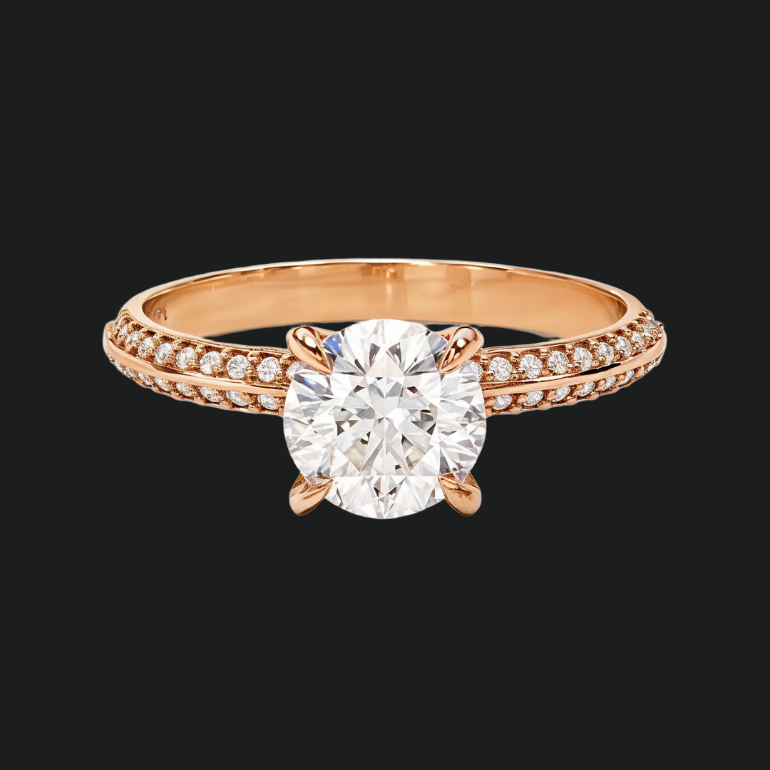 Milgrain Edge Pavé Diamond Accent verlovingsring