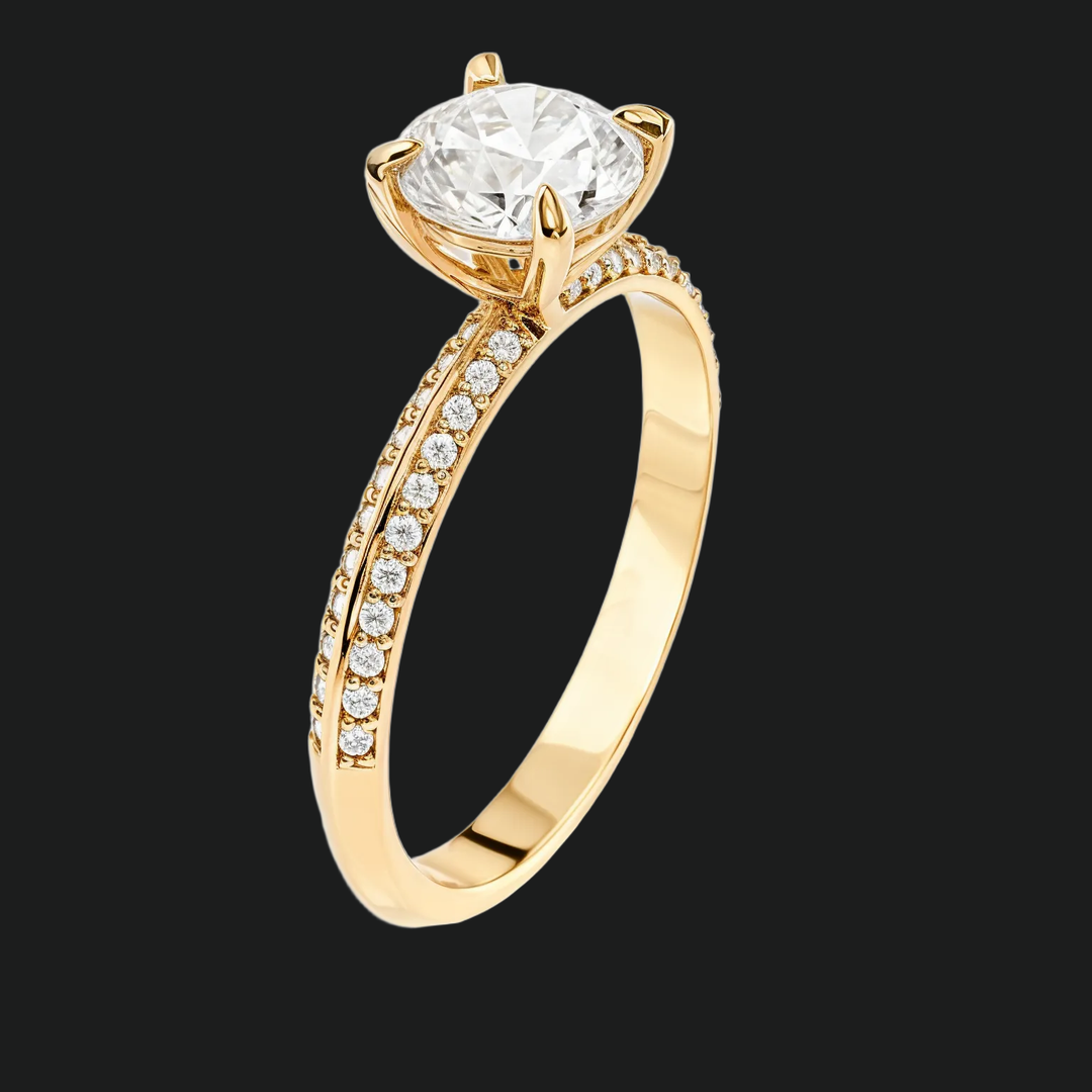 Milgrain Edge Pavé Diamond Accent verlovingsring
