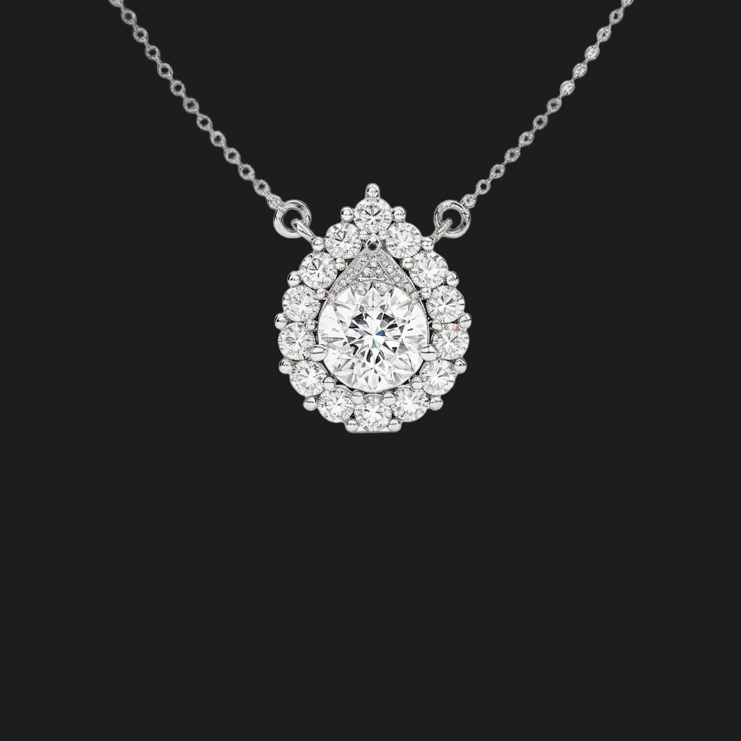 Pear Cut Diamond Halo Anhänger Halskette