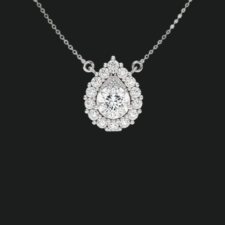 Pear Cut Diamond Halo Anhänger Halskette