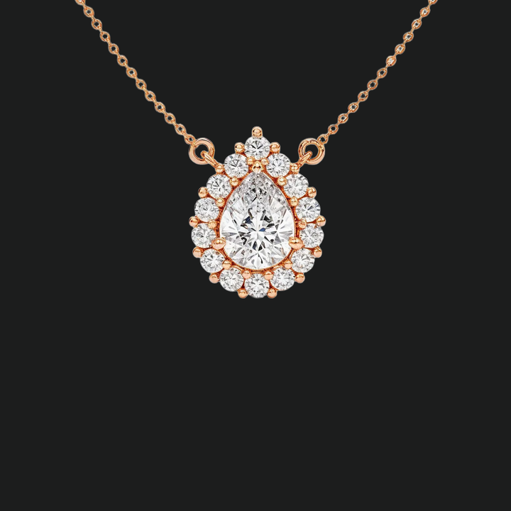 Pear Cut Diamond Halo Anhänger Halskette