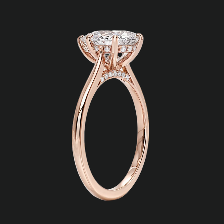 Peer Peren Cut Hidden Halo Engagement Ring met diamantaccenten