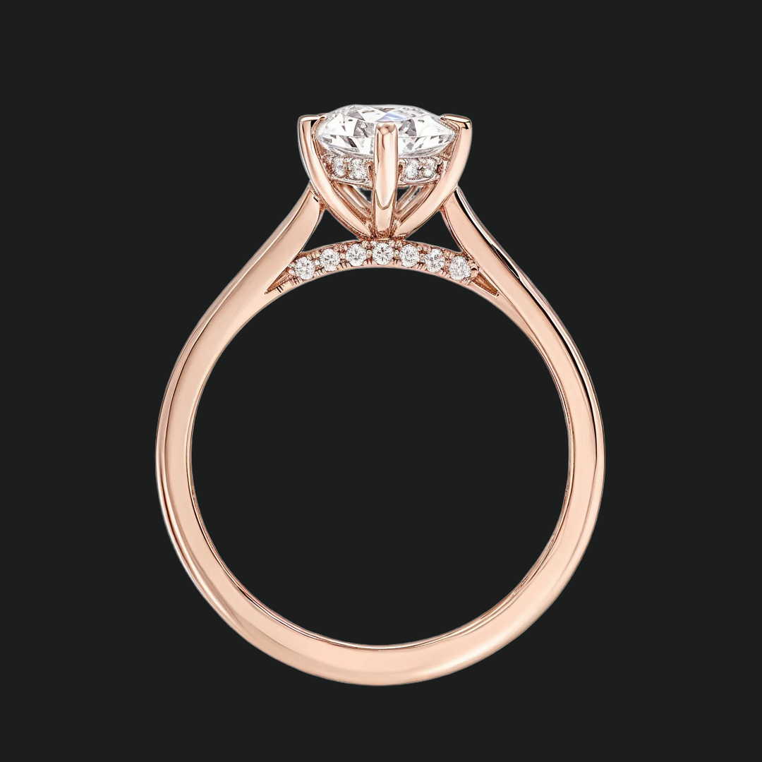 Peer Peren Cut Hidden Halo Engagement Ring met diamantaccenten