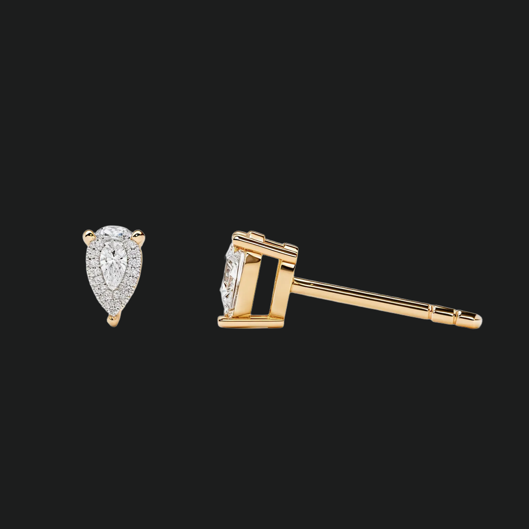 Pear Cut Diamond Stud Earrings - 9kt White Gold with Lab-Grown Diamond