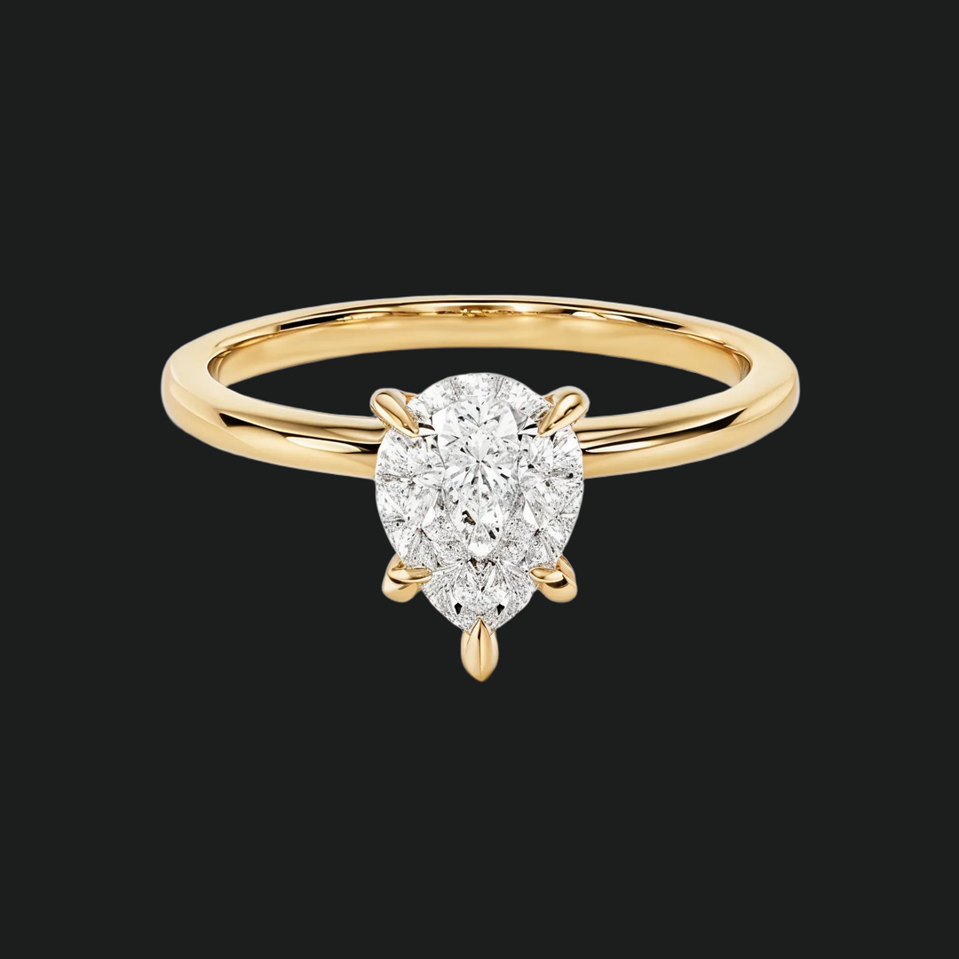Pear Cut Solitaire Engagement Ring with Diamond Accents in 9kt White Gold