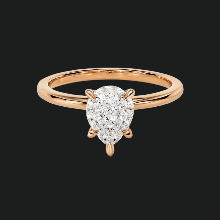 Peer Cut Solitaire verlovingsring met diamantaccenten
