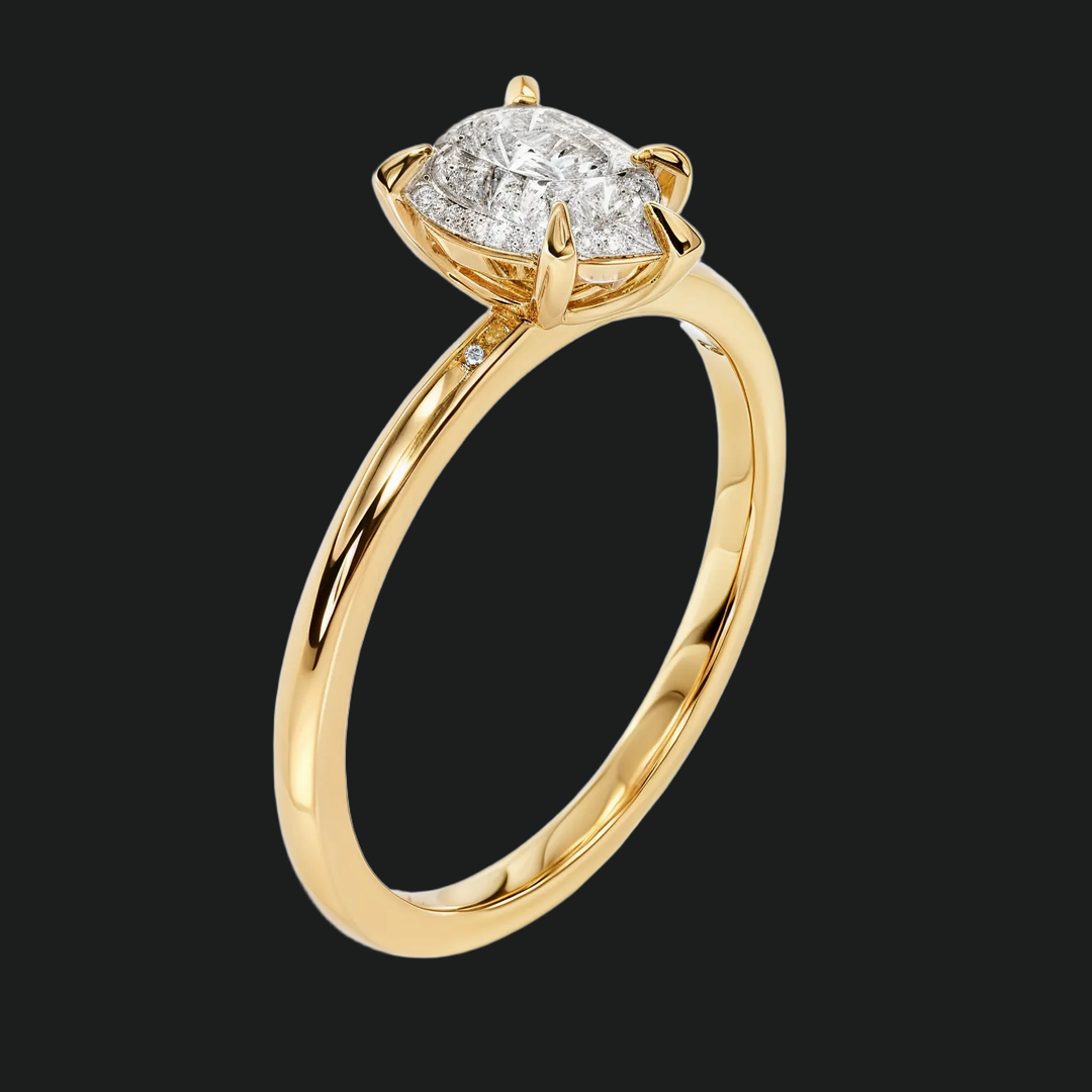 Peer Cut Solitaire verlovingsring met diamantaccenten