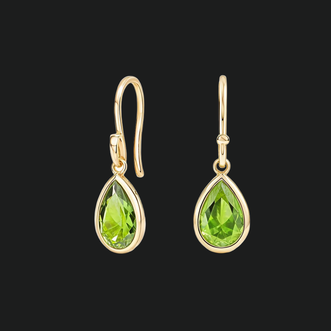 Pear Peridot Drop Earrings - 9kt White Gold with Lab-Grown Diamond