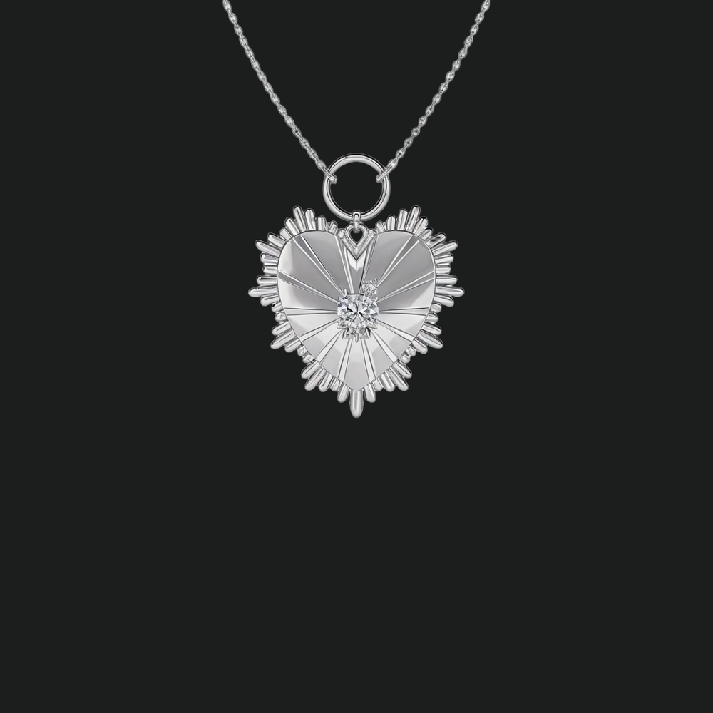 Personalized Initial Heart Pendant Necklace with Diamond
