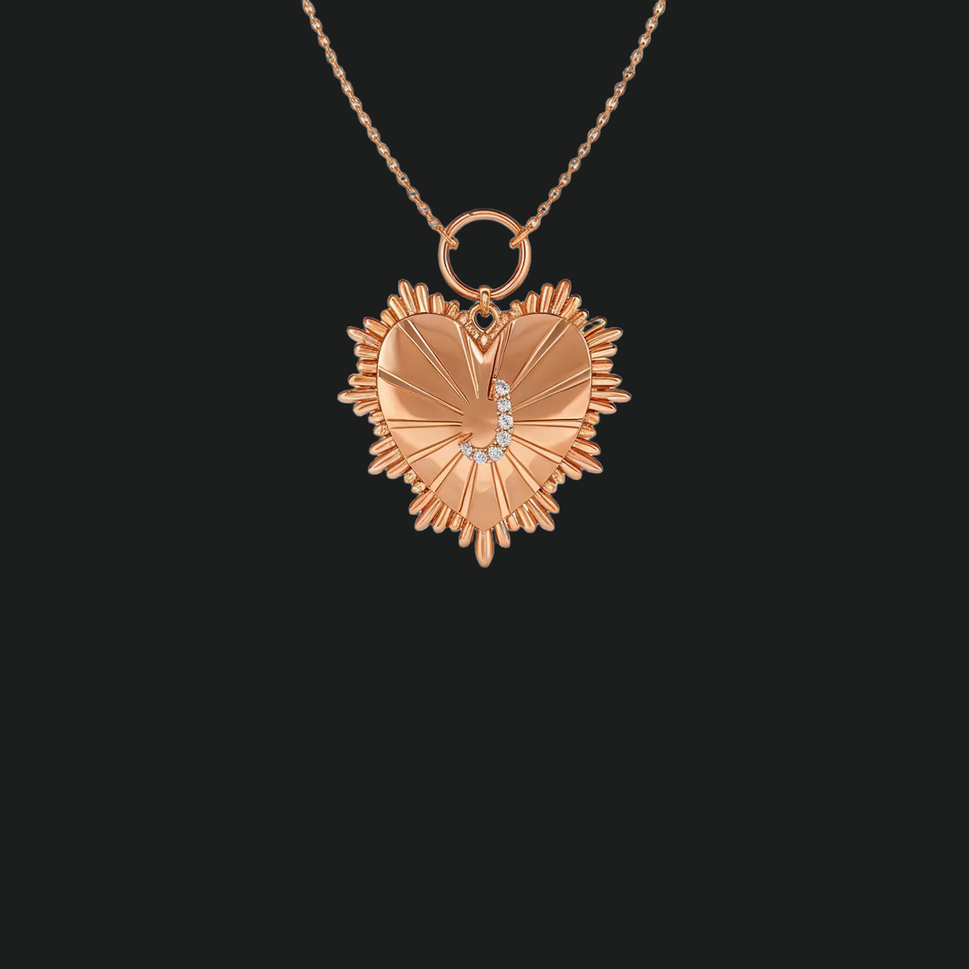Personalisierte anfängliche Herzkette mit Diamanten