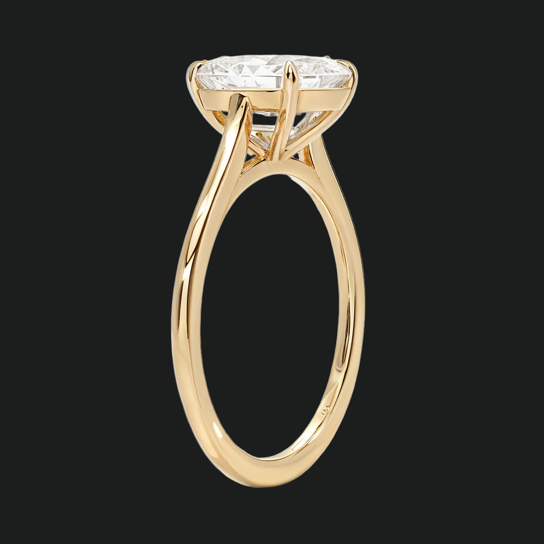 Petite Asscher Cut Solitaire Engagement Ring with Diamond Accents