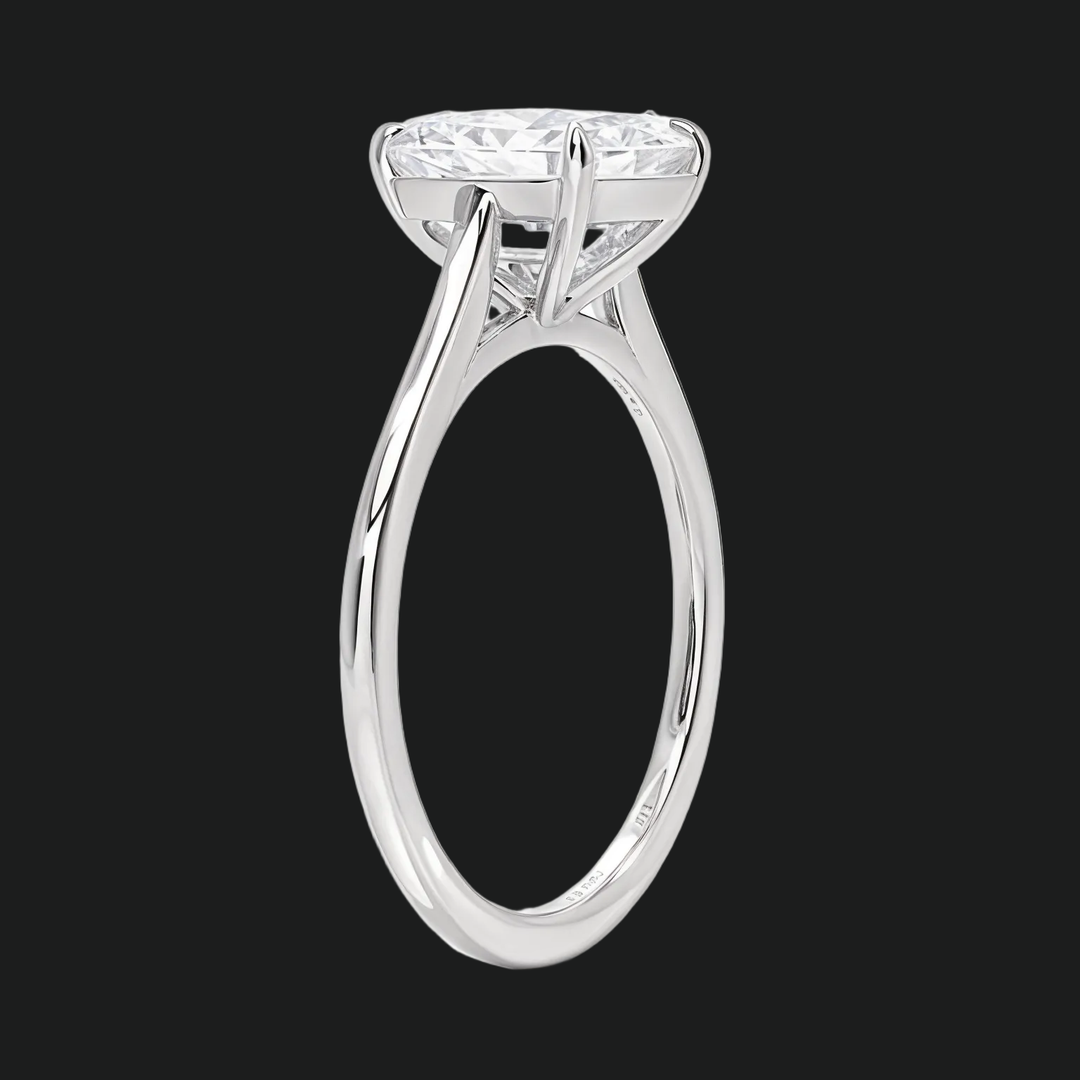 Petite Asscher Cut Solitaire Engagement Ring with Diamond Accents