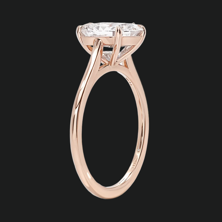 Petite Asscher Cut Solitaire Engagement Ring with Diamond Accents