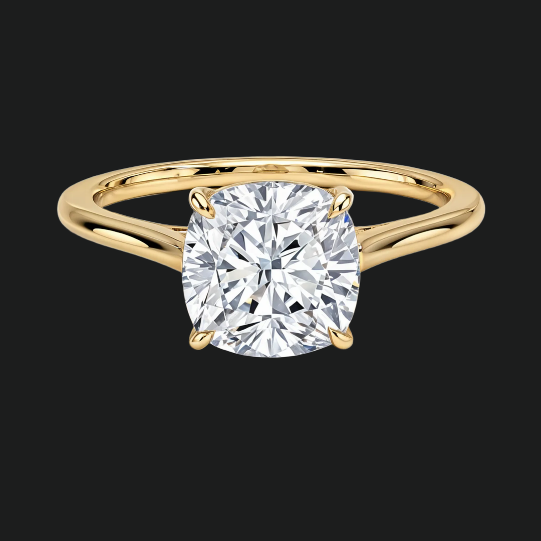 Petite Cushion Cut Solitaire Engagement Ring in 9kt White Gold