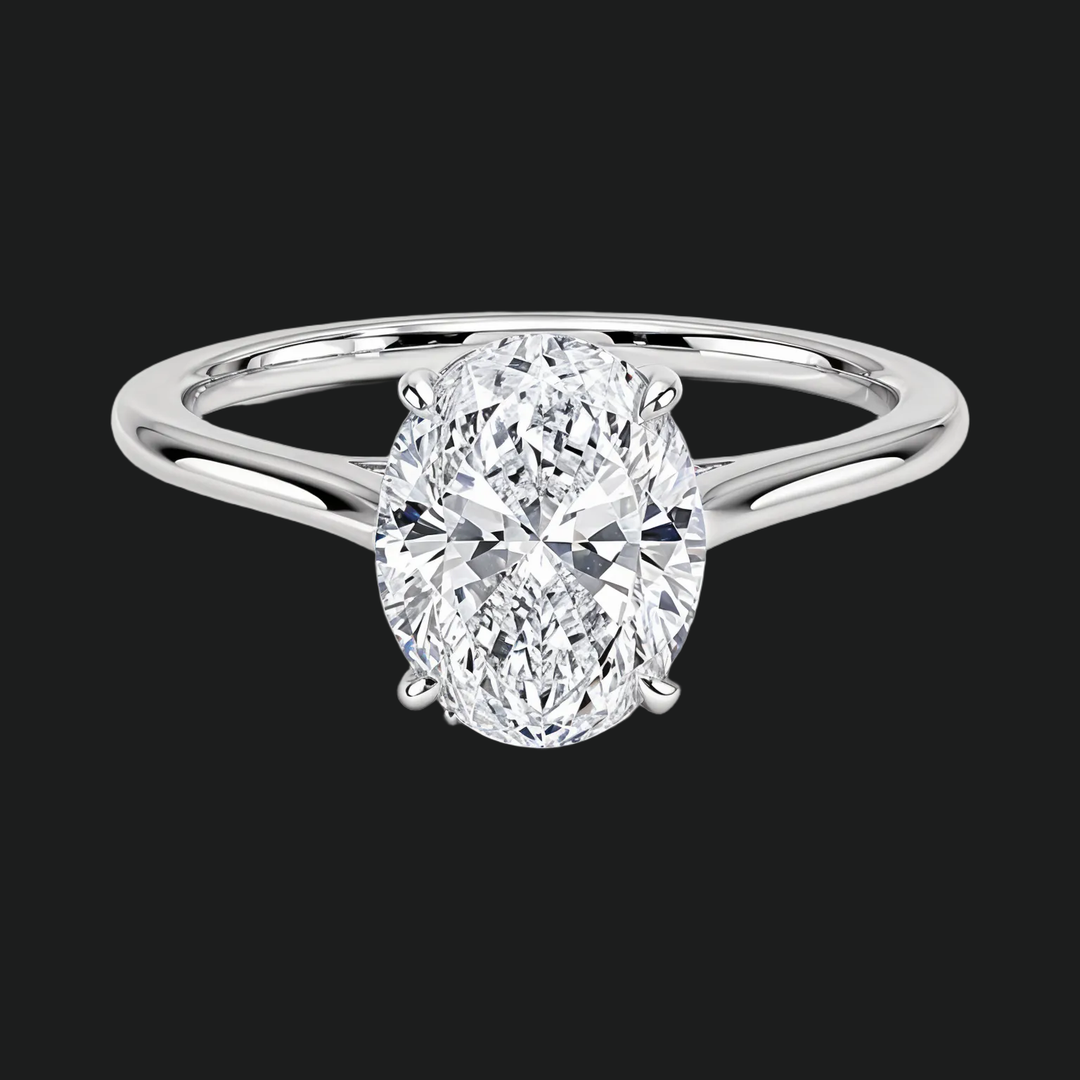 Petite ovale solitaire verlovingsring