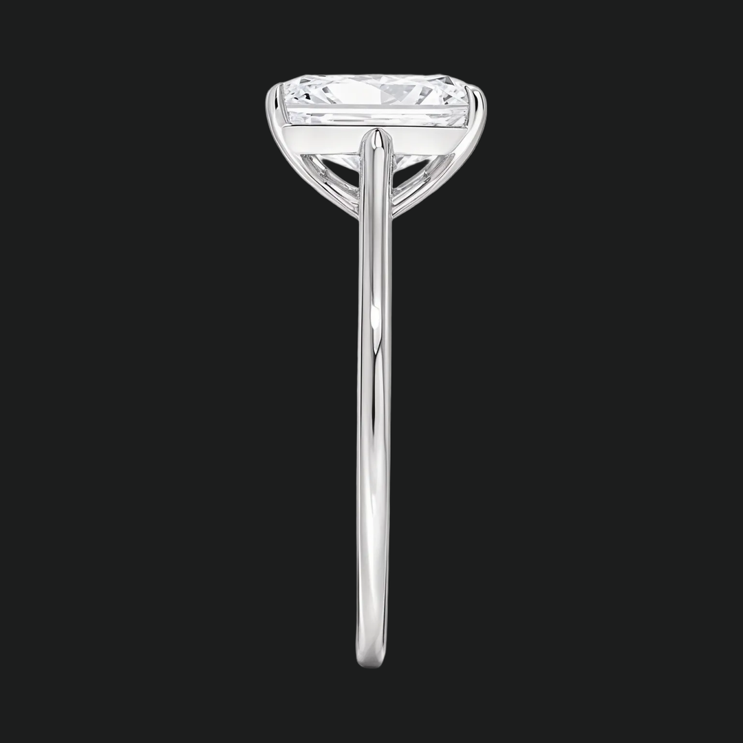 Petite Radiant Cut Solitaire verlovingsring met diamantaccenten