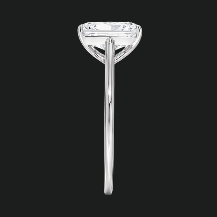 Petite Radiant Cut Solitaire verlovingsring met diamantaccenten