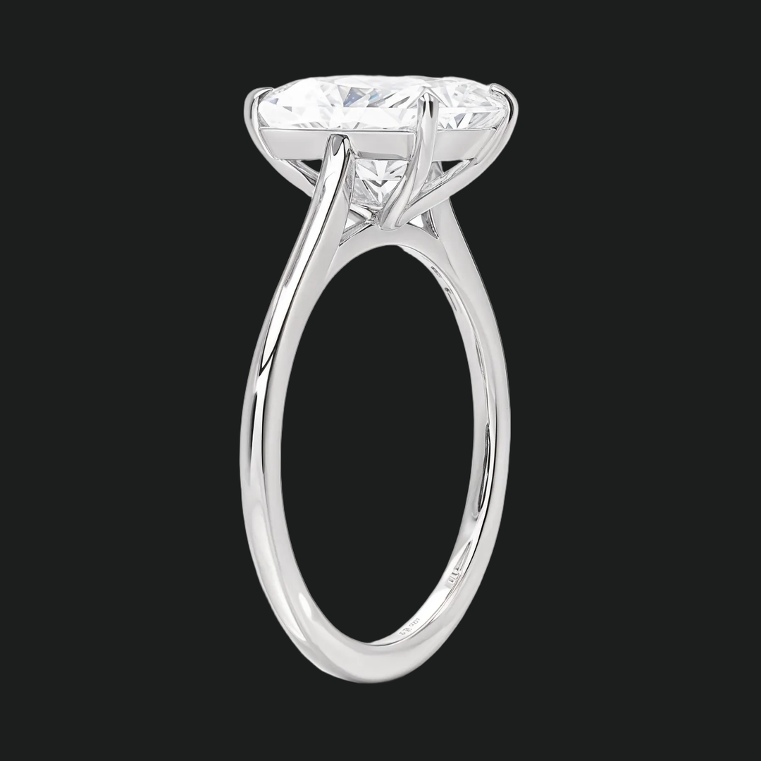 Petite Radiant Cut Solitaire verlovingsring met diamantaccenten