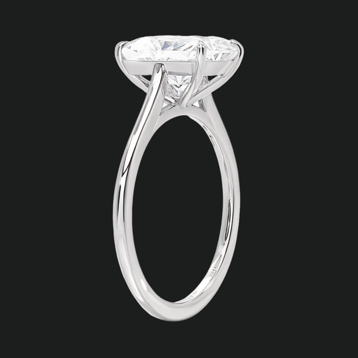 Petite Radiant Cut Solitaire verlovingsring met diamantaccenten