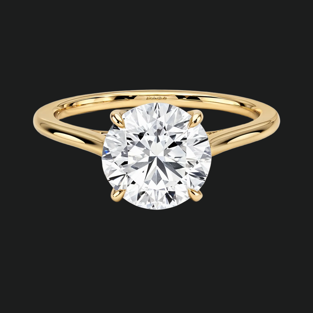 Petite Round Solitaire Engagement Ring with Diamond Accents in 9kt White Gold