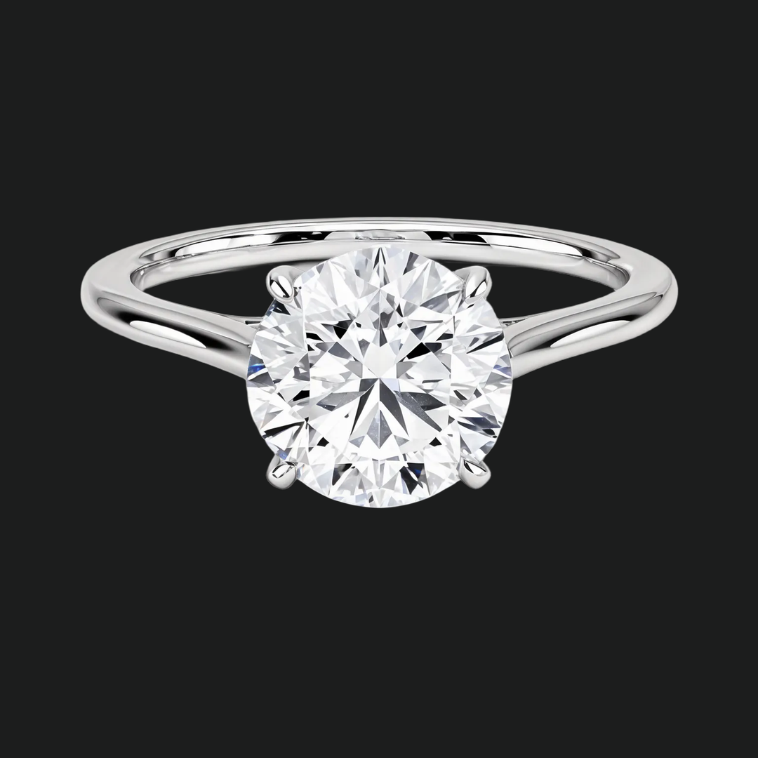Petite ronde solitaire verlovingsring met diamantaccenten