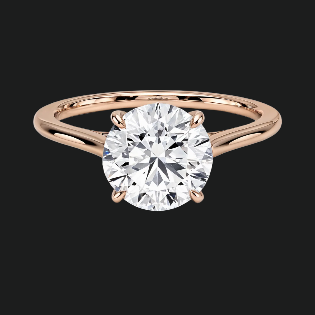 Petite ronde solitaire verlovingsring met diamantaccenten