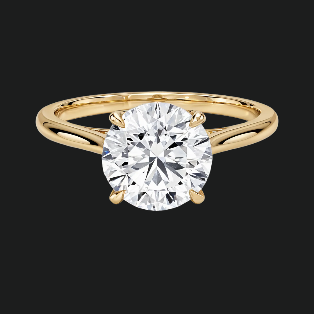 Petite Round Hidden Halo Solitaire Engagement Ring in 9kt White Gold