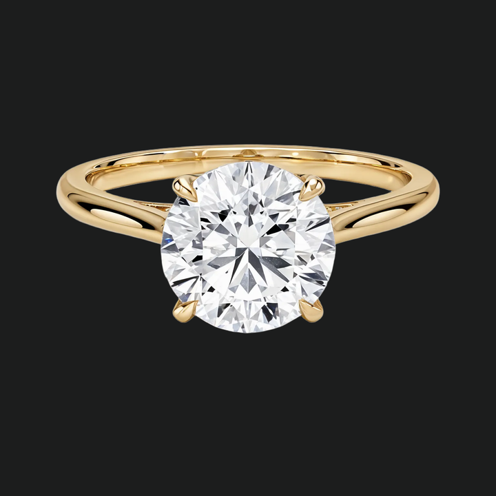Petite ronde verborgen halo solitaire verlovingsring in 9kt witgoud