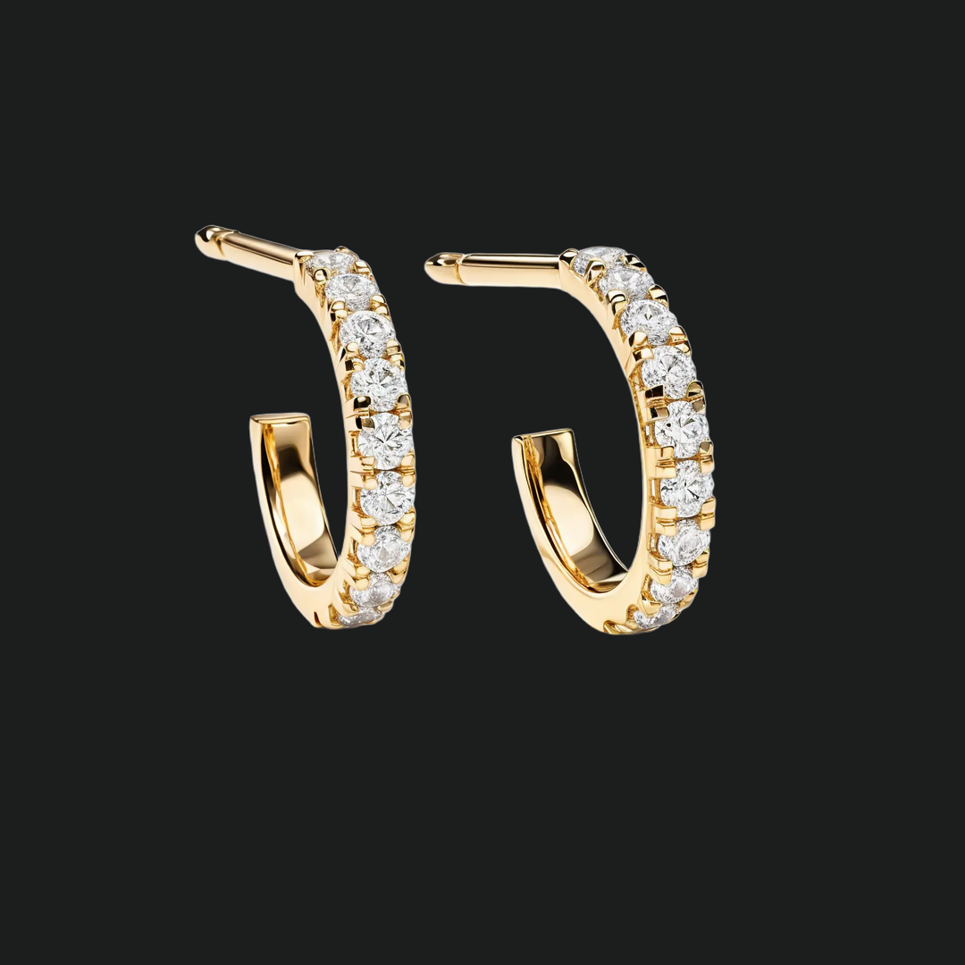 Petite Open J Hoop Diamond Earrings - 9kt White Gold with Lab-Grown Diamond