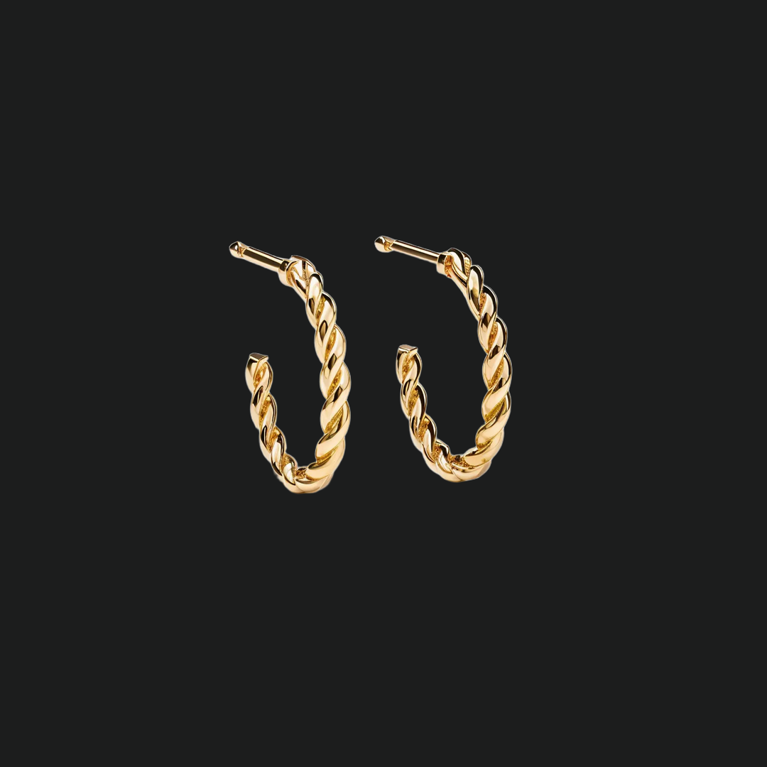 Petite Twisted Rope Diamond Hoop Earrings - 9kt White Gold with Lab-Grown Diamond