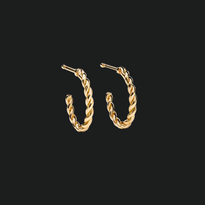 Petite Twisted Rope Diamond Hoop oorbellen - 9kt witgoud met lab gekweekte diamant