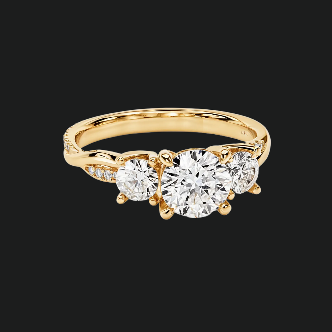 Twisted Vine Three-Stone Diamond Accents Engagement Ring in 9kt White Gold