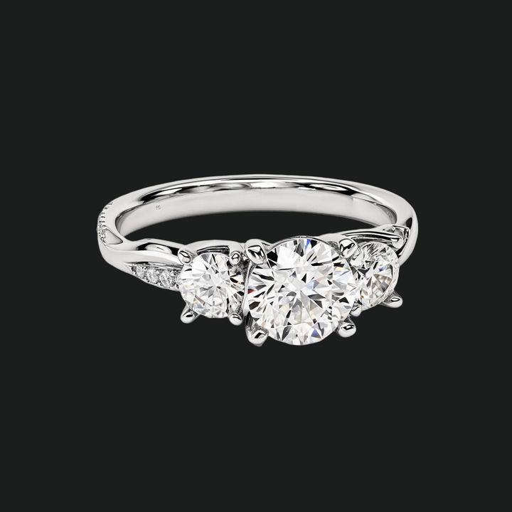 Twisted Vine Three Stone Diamond Accenten verlovingsring