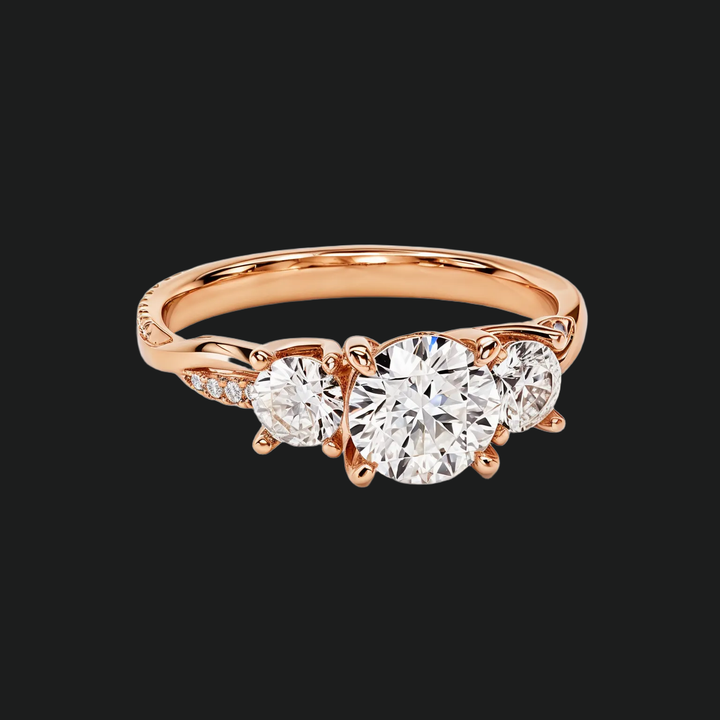 Twisted Vine Three Stone Diamond Accenten verlovingsring