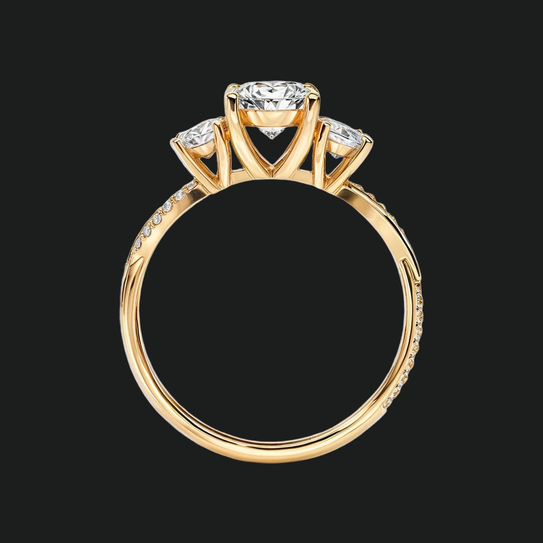 Twisted Vine Three Stone Diamond Accenten verlovingsring