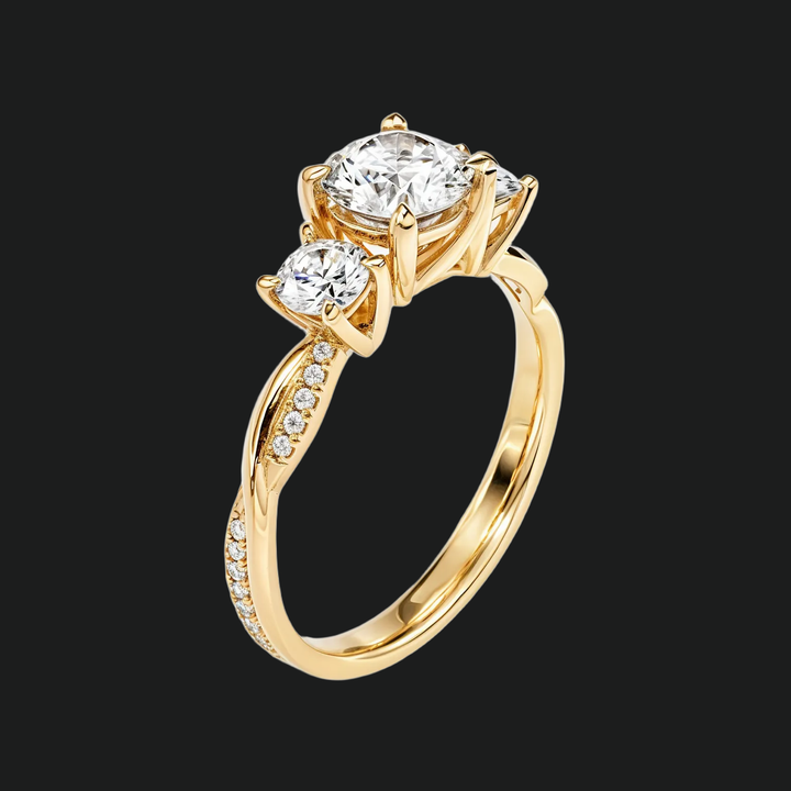 Twisted Vine Three Stone Diamond Accenten verlovingsring