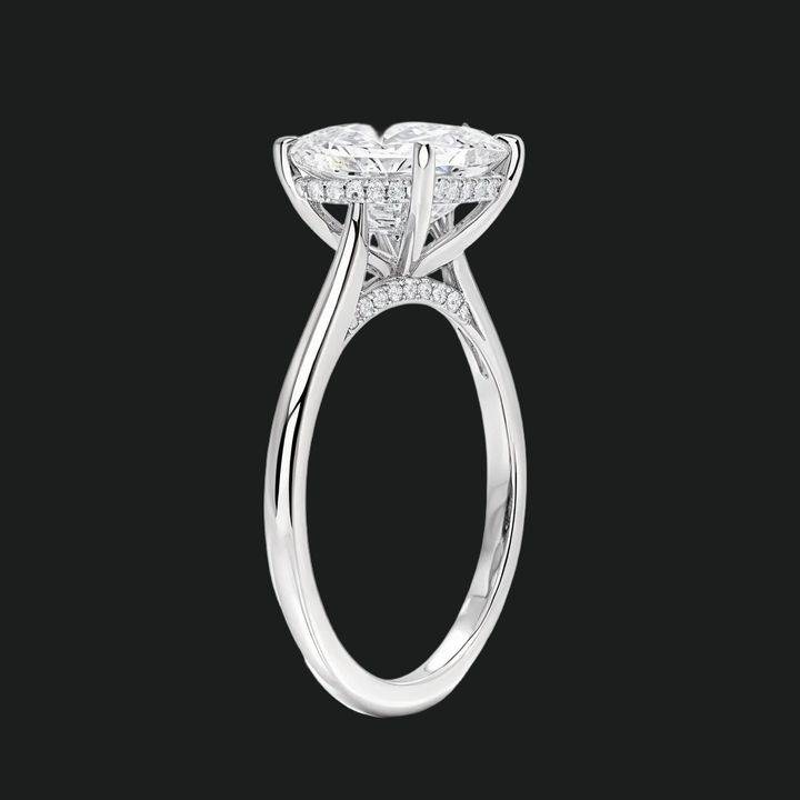 Prinzessin schnitt versteckte Halo -Verlobungsring mit Diamantakzenten